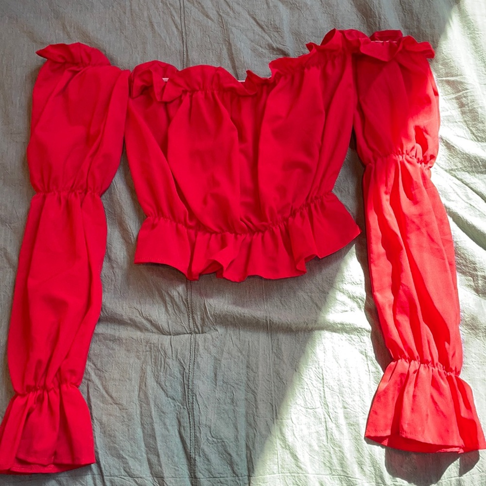 Red Off the Shoulder Top